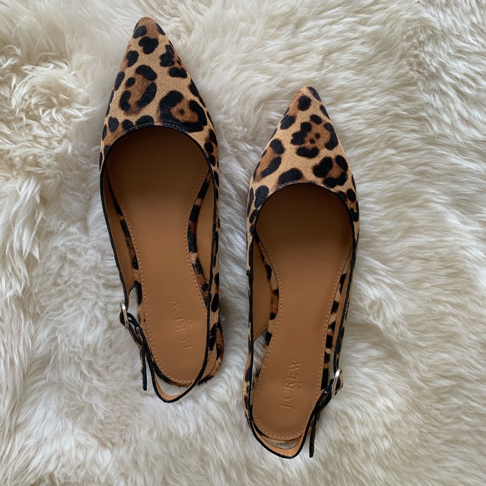 JCrew calf hair, leopard flats